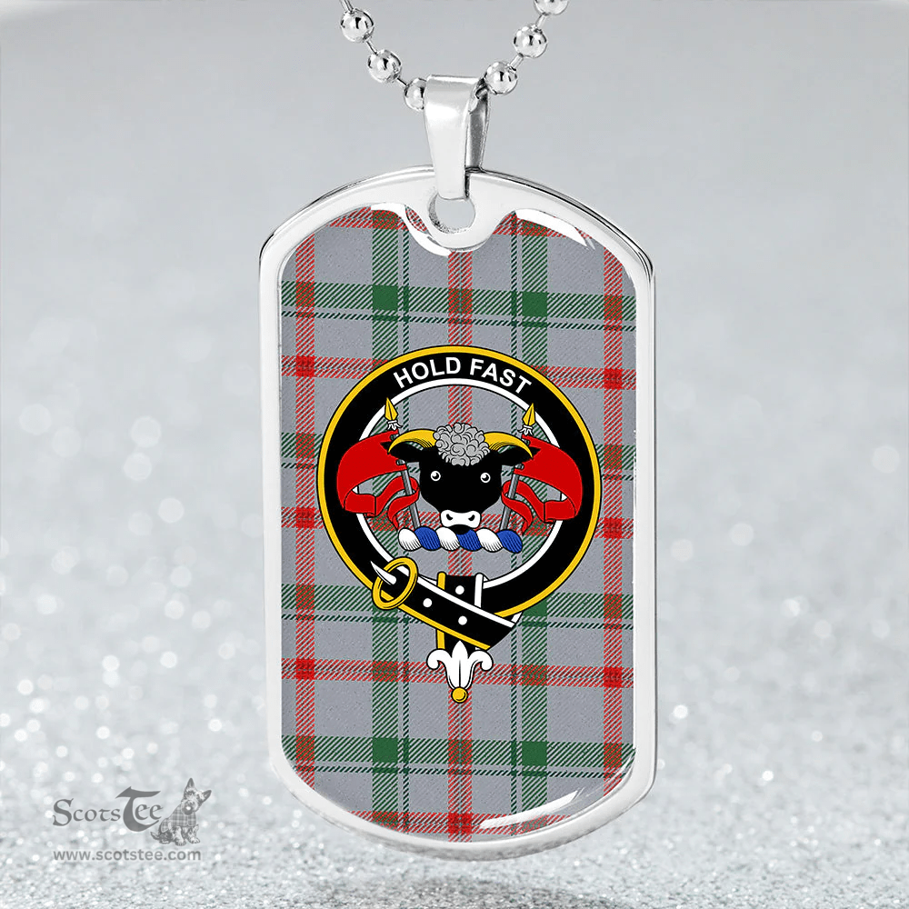 ScottishPlaid Miss MacDougal (Personal) (MacLeod Arisaid) Modern Clan Tartan Dog Tag Necklace - Crest Classic Scottish Plaid Tartan Plaid