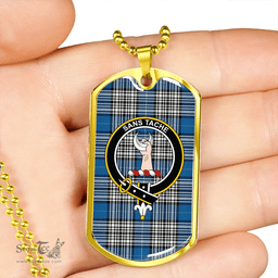 ScottishPlaid Napier Ancient Clan Tartan Dog Tag Necklace - Crest Classic Scottish Plaid Tartan Plaid