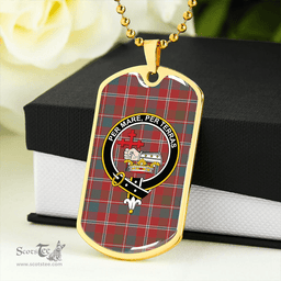 ScottishPlaid MacDonald of Glenaladale #2 (Donald Glenfinnan) Weathered Clan Tartan Dog Tag Necklace - Crest Classic Scottish Plaid Tartan Plaid