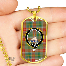 ScottishPlaid Muirhead Ancient Clan Tartan Dog Tag Necklace - Crest Classic Scottish Plaid Tartan Plaid