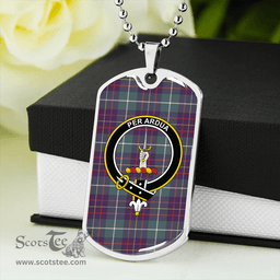 ScottishPlaid MacIntyre #3 Weathered Clan Tartan Dog Tag Necklace - Crest Classic Scottish Plaid Tartan Plaid