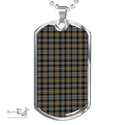 Scottish Campbell Argyll Weathered Clan Tartan Dog Tag Necklace - Classic Scottish Plaid Tartan Plaid