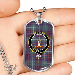 ScottishPlaid MacIntyre #3 Weathered Clan Tartan Dog Tag Necklace - Crest Classic Scottish Plaid Tartan Plaid