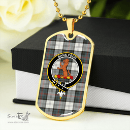 ScottishPlaid Sutherland Dress #2 Weathered Clan Tartan Dog Tag Necklace - Crest Classic Scottish Plaid Tartan Plaid
