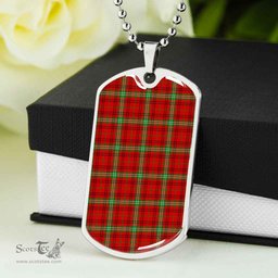 Scottish Morrison Red Modern Clan Tartan Dog Tag Necklace - Classic Scottish Plaid Tartan Plaid