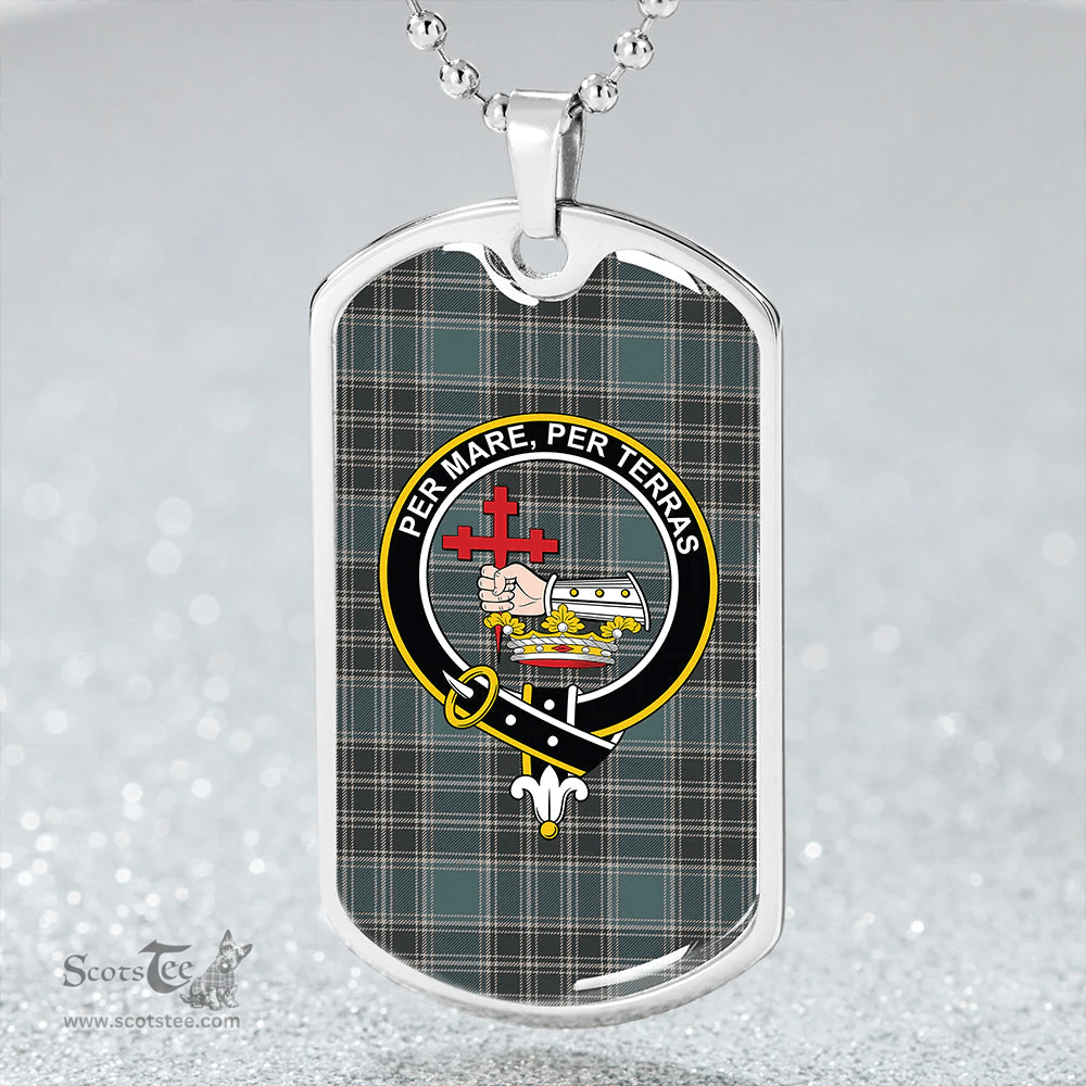 ScottishPlaid MacDonald of the Isles Hunting #2 (Donald of the Isles Hunting #2) Weathered Clan Tartan Dog Tag Necklace - Crest Classic Scottish Plaid Tartan Plaid