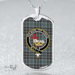 ScottishPlaid MacDonald of the Isles Hunting #2 (Donald of the Isles Hunting #2) Weathered Clan Tartan Dog Tag Necklace - Crest Classic Scottish Plaid Tartan Plaid