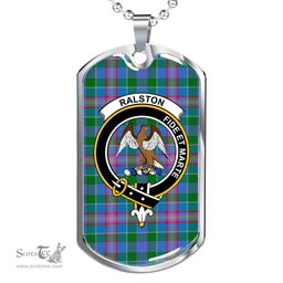 Scottish Ralston Clan Tartan Dog Tag Necklace - Crest Classic Scottish Plaid Tartan Plaid