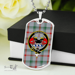 ScottishPlaid Miss MacDougal (Personal) (MacLeod Arisaid) Modern Clan Tartan Dog Tag Necklace - Crest Classic Scottish Plaid Tartan Plaid
