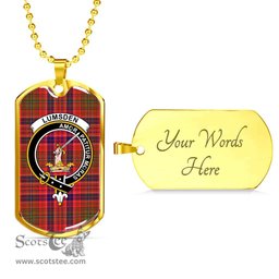 Scottish Lumsden Clan Tartan Dog Tag Necklace - Crest Classic Scottish Plaid Tartan Plaid