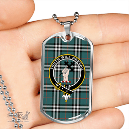 ScottishPlaid Thomson Hunting #2 (Thompson Hunting #2) Modern Clan Tartan Dog Tag Necklace - Crest Classic Scottish Plaid Tartan Plaid