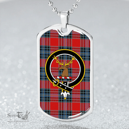 ScottishPlaid MacLeay Modern Clan Tartan Dog Tag Necklace - Crest Classic Scottish Plaid Tartan Plaid