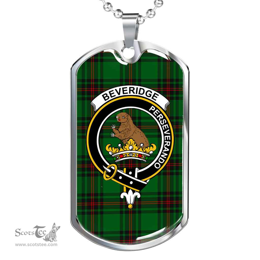 Scottish Beveridge Clan Tartan Dog Tag Necklace - Crest Classic Scottish Plaid Tartan Plaid