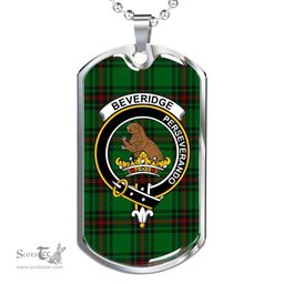 Scottish Beveridge Clan Tartan Dog Tag Necklace - Crest Classic Scottish Plaid Tartan Plaid