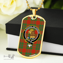 ScottishPlaid MacGregor of Cardney (Gregor of Cardney) Ancient Clan Tartan Dog Tag Necklace - Crest Classic Scottish Plaid Tartan Plaid