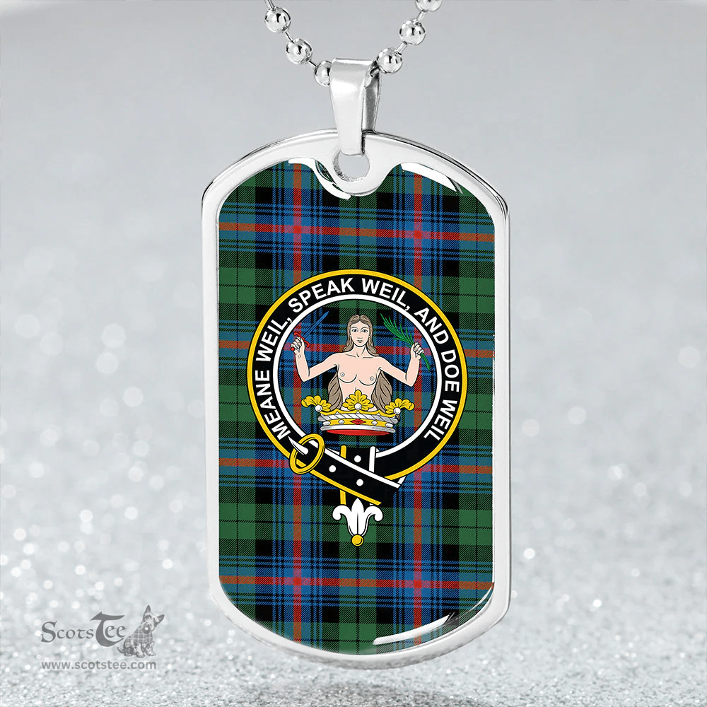 ScottishPlaid Urquhart Broad Red Ancient Clan Tartan Dog Tag Necklace - Crest Classic Scottish Plaid Tartan Plaid
