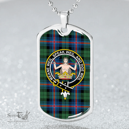 ScottishPlaid Urquhart Broad Red Ancient Clan Tartan Dog Tag Necklace - Crest Classic Scottish Plaid Tartan Plaid