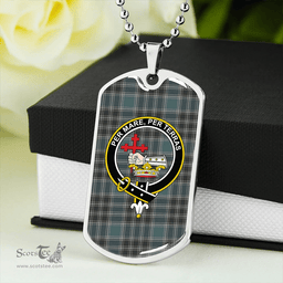 ScottishPlaid MacDonald of the Isles Hunting #2 (Donald of the Isles Hunting #2) Weathered Clan Tartan Dog Tag Necklace - Crest Classic Scottish Plaid Tartan Plaid