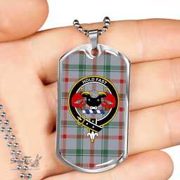 ScottishPlaid Miss MacDougal (Personal) (MacLeod Arisaid) Modern Clan Tartan Dog Tag Necklace - Crest Classic Scottish Plaid Tartan Plaid