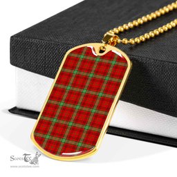Scottish Morrison Red Modern Clan Tartan Dog Tag Necklace - Classic Scottish Plaid Tartan Plaid