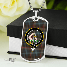 ScottishPlaid Renton Weathered Clan Tartan Dog Tag Necklace - Crest Classic Scottish Plaid Tartan Plaid