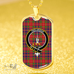 ScottishPlaid MacIntyre #2 Modern Clan Tartan Dog Tag Necklace - Crest Classic Scottish Plaid Tartan Plaid