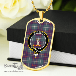 ScottishPlaid MacIntyre #3 Weathered Clan Tartan Dog Tag Necklace - Crest Classic Scottish Plaid Tartan Plaid