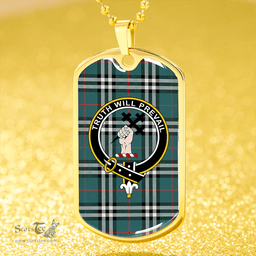 ScottishPlaid Thomson Hunting #2 (Thompson Hunting #2) Modern Clan Tartan Dog Tag Necklace - Crest Classic Scottish Plaid Tartan Plaid