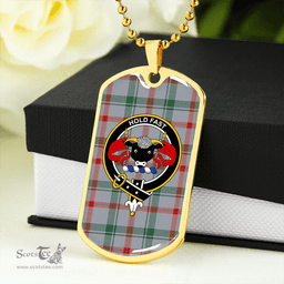 ScottishPlaid Miss MacDougal (Personal) (MacLeod Arisaid) Modern Clan Tartan Dog Tag Necklace - Crest Classic Scottish Plaid Tartan Plaid