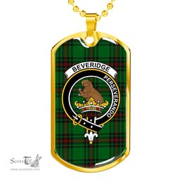 Scottish Beveridge Clan Tartan Dog Tag Necklace - Crest Classic Scottish Plaid Tartan Plaid