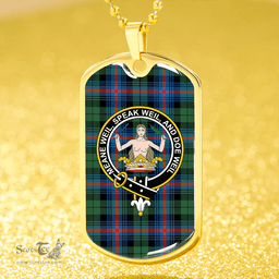 ScottishPlaid Urquhart Broad Red Ancient Clan Tartan Dog Tag Necklace - Crest Classic Scottish Plaid Tartan Plaid