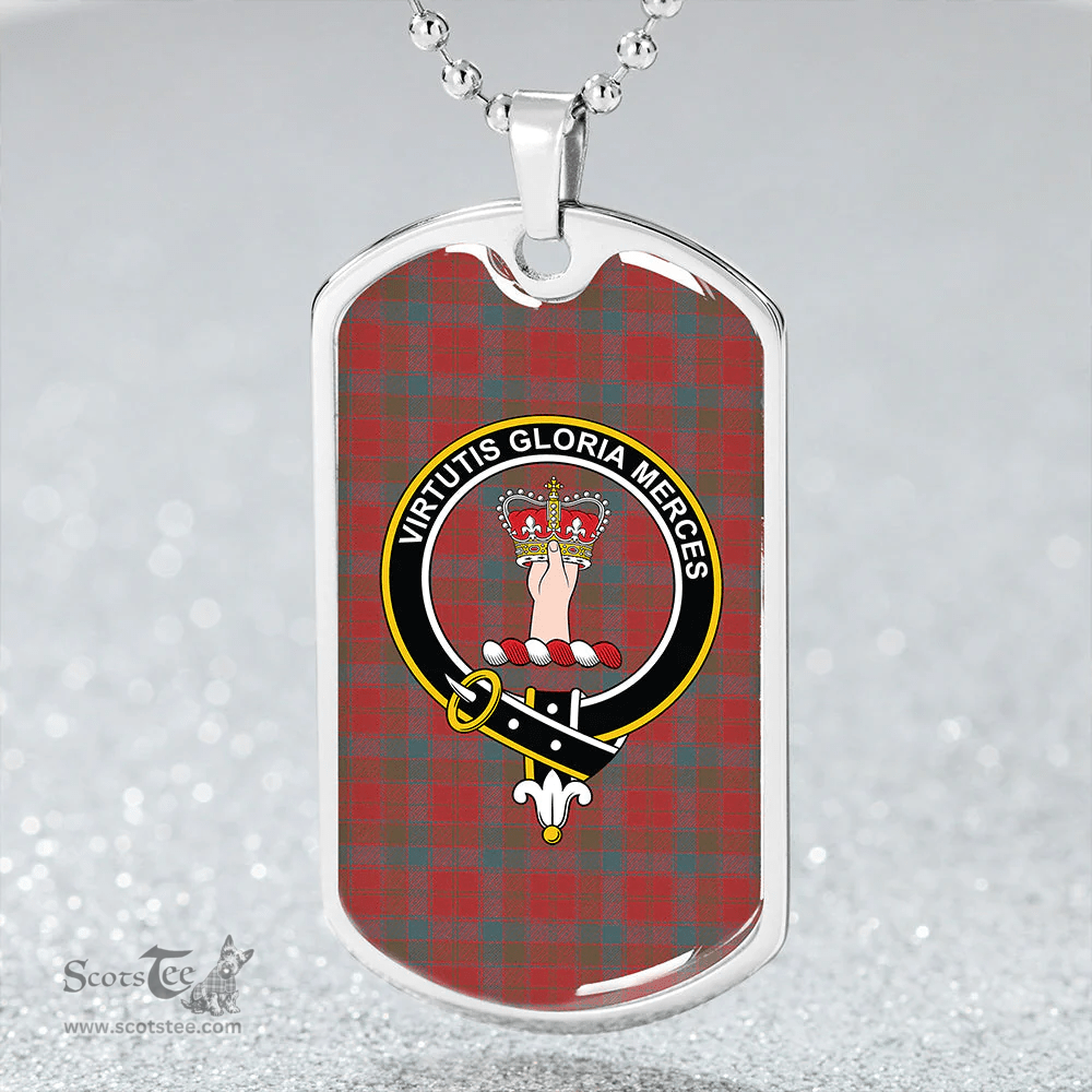 ScottishPlaid Robertson 1819 Weathered Clan Tartan Dog Tag Necklace - Crest Classic Scottish Plaid Tartan Plaid