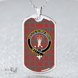 ScottishPlaid Robertson 1819 Weathered Clan Tartan Dog Tag Necklace - Crest Classic Scottish Plaid Tartan Plaid