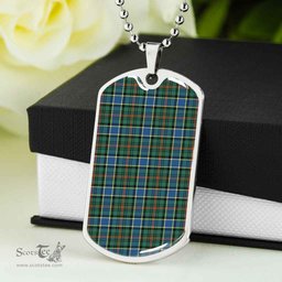 Scottish Ogilvie Hunting Ancient Clan Tartan Dog Tag Necklace - Classic Scottish Plaid Tartan Plaid