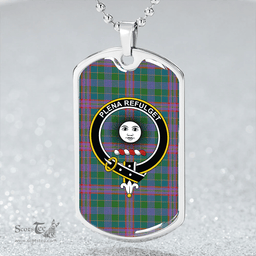 ScottishPlaid Pitcairn Hunting Ancient Clan Tartan Dog Tag Necklace - Crest Classic Scottish Plaid Tartan Plaid