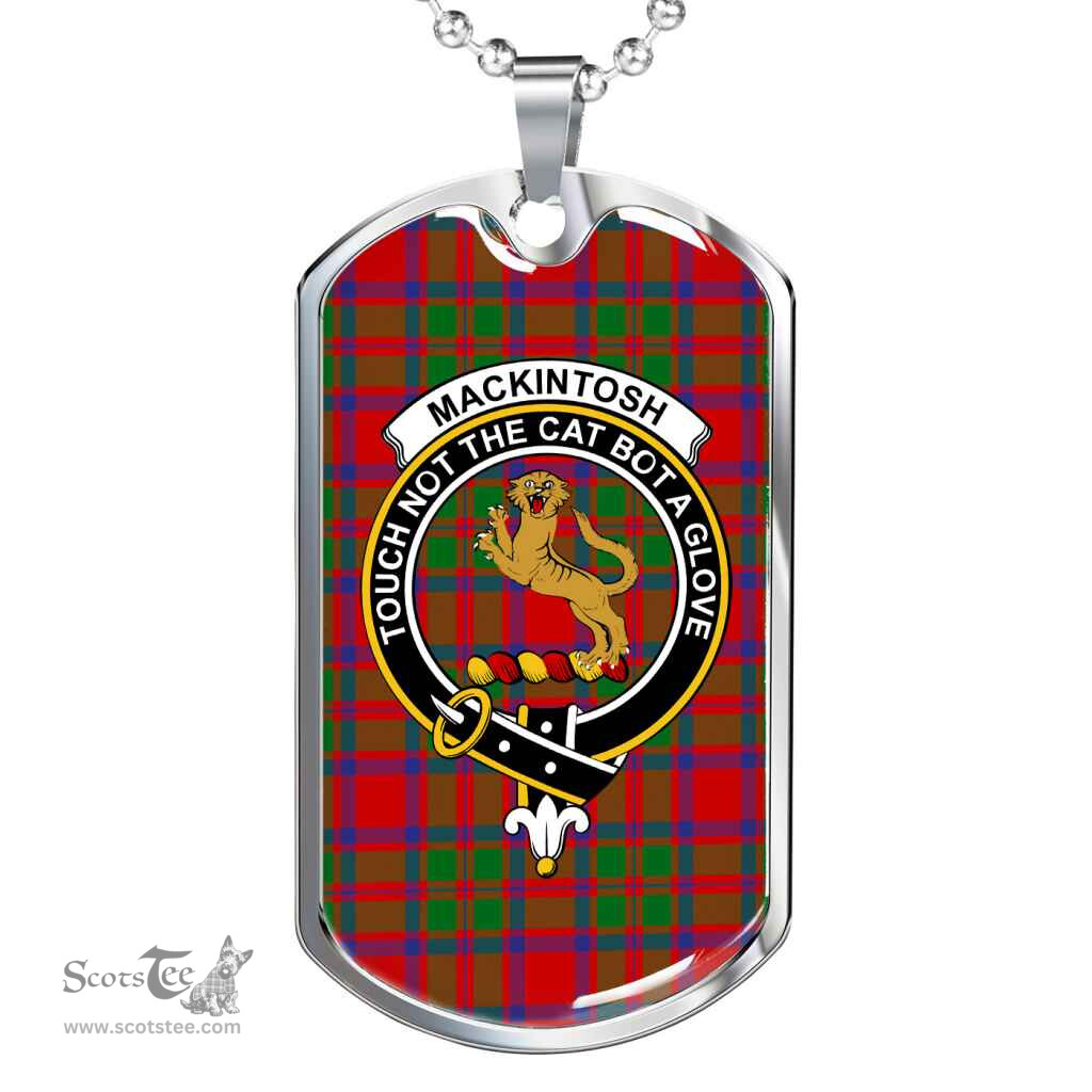 Scottish MacKintosh Clan Tartan Dog Tag Necklace - Crest Classic Scottish Plaid Tartan Plaid