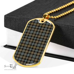 Scottish Campbell Argyll Weathered Clan Tartan Dog Tag Necklace - Classic Scottish Plaid Tartan Plaid