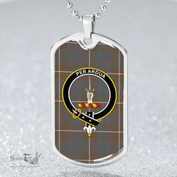 ScottishPlaid MacIntyre Hunting (Vestiarium Scoticum) Weathered Clan Tartan Dog Tag Necklace - Crest Classic Scottish Plaid Tartan Plaid
