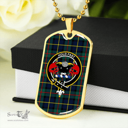 ScottishPlaid MacLeod of Harris (MacLeod Hunting) Modern Clan Tartan Dog Tag Necklace - Crest Classic Scottish Plaid Tartan Plaid