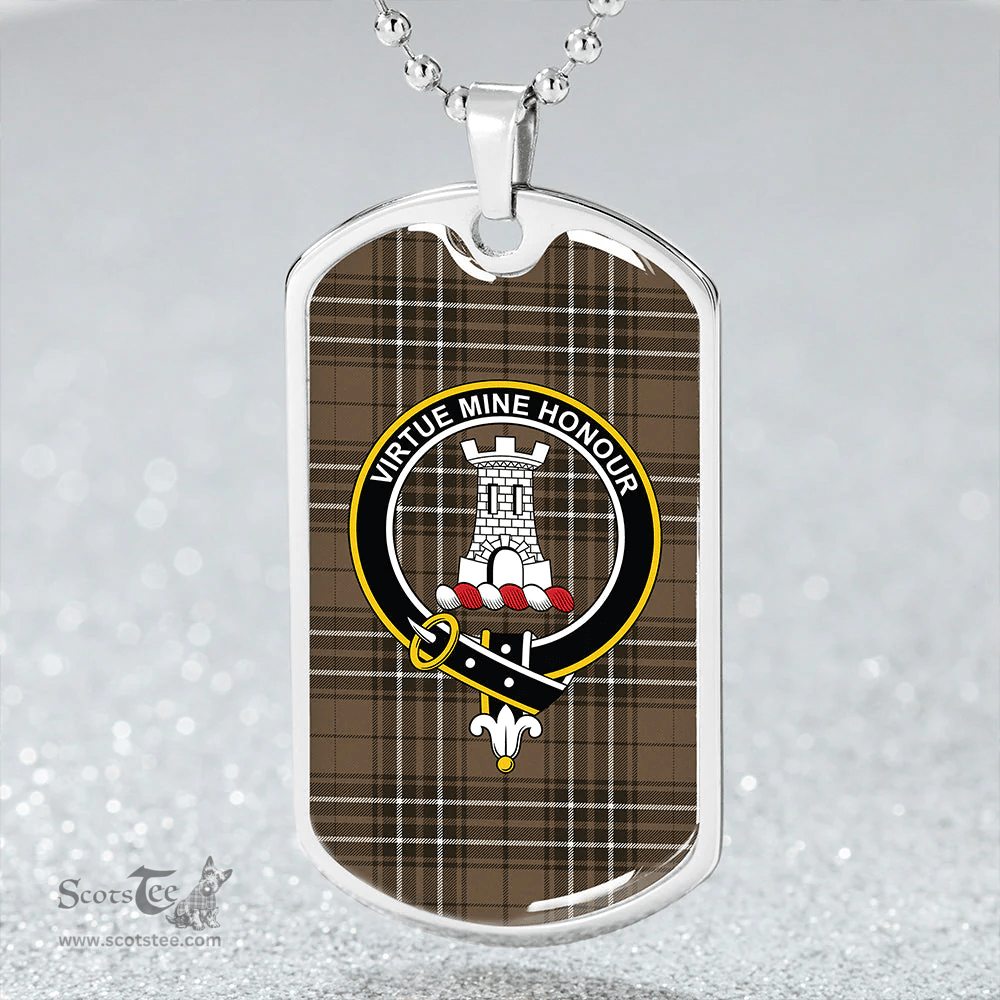 ScottishPlaid MacLean of Duart Hunting (Vestiarium Scoticum) Weathered Clan Tartan Dog Tag Necklace - Crest Classic Scottish Plaid Tartan Plaid