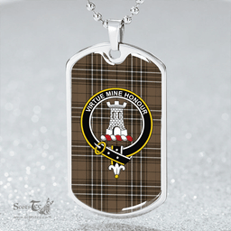 ScottishPlaid MacLean of Duart Hunting (Vestiarium Scoticum) Weathered Clan Tartan Dog Tag Necklace - Crest Classic Scottish Plaid Tartan Plaid
