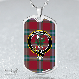 ScottishPlaid MacLaine of LochBuie (Cockburn) (MacLaine of LochBuie) Modern Clan Tartan Dog Tag Necklace - Crest Classic Scottish Plaid Tartan Plaid