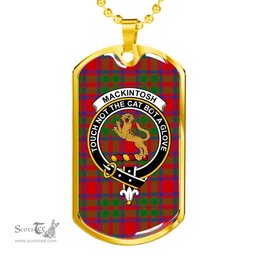 Scottish MacKintosh Clan Tartan Dog Tag Necklace - Crest Classic Scottish Plaid Tartan Plaid