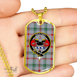 ScottishPlaid Miss MacDougal (Personal) (MacLeod Arisaid) Modern Clan Tartan Dog Tag Necklace - Crest Classic Scottish Plaid Tartan Plaid