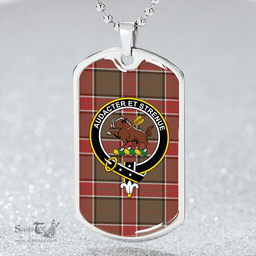 ScottishPlaid Pollock Weathered Clan Tartan Dog Tag Necklace - Crest Classic Scottish Plaid Tartan Plaid