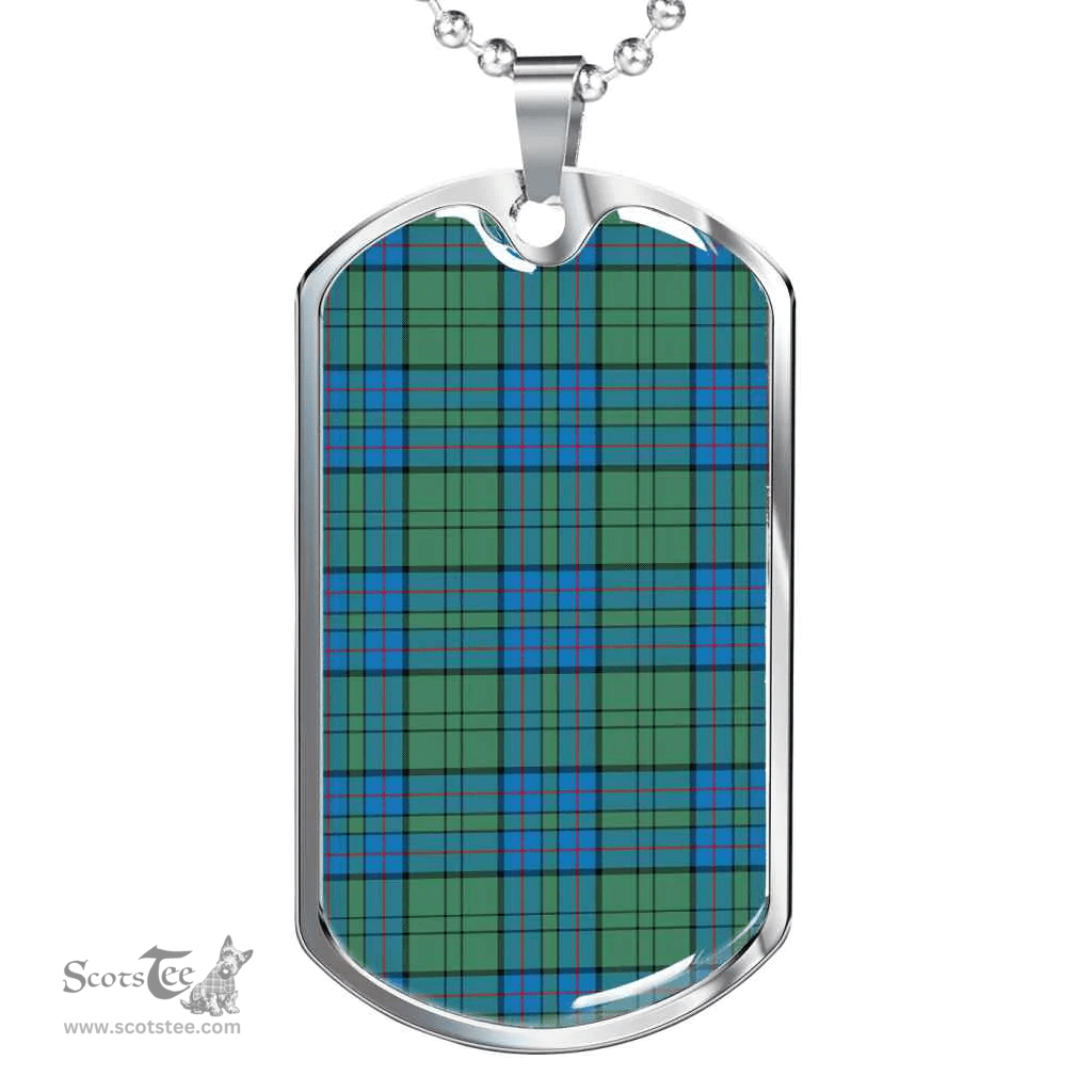 Scottish Lockhart Clan Tartan Dog Tag Necklace - Classic Scottish Plaid Tartan Plaid