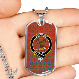 ScottishPlaid Munro Ancient Clan Tartan Dog Tag Necklace - Crest Classic Scottish Plaid Tartan Plaid