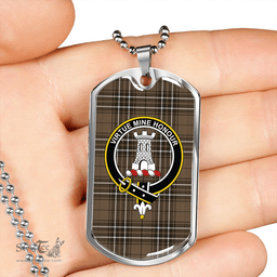 ScottishPlaid MacLean of Duart Hunting (Vestiarium Scoticum) Weathered Clan Tartan Dog Tag Necklace - Crest Classic Scottish Plaid Tartan Plaid