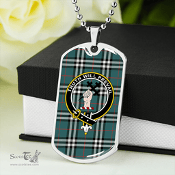 ScottishPlaid Thomson Hunting #2 (Thompson Hunting #2) Modern Clan Tartan Dog Tag Necklace - Crest Classic Scottish Plaid Tartan Plaid