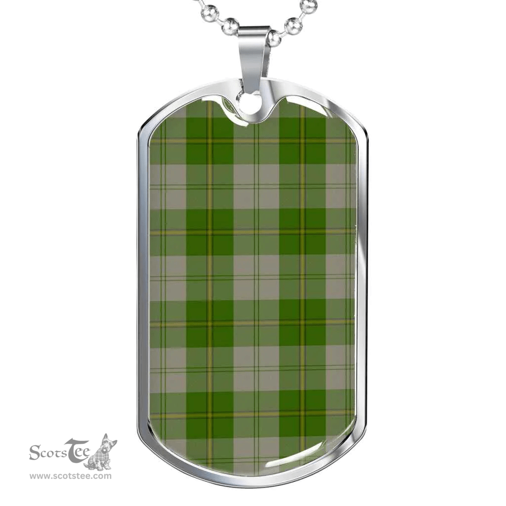 Scottish Cunningham Dress Green Dancers Clan Tartan Dog Tag Necklace - Classic Scottish Plaid Tartan Plaid